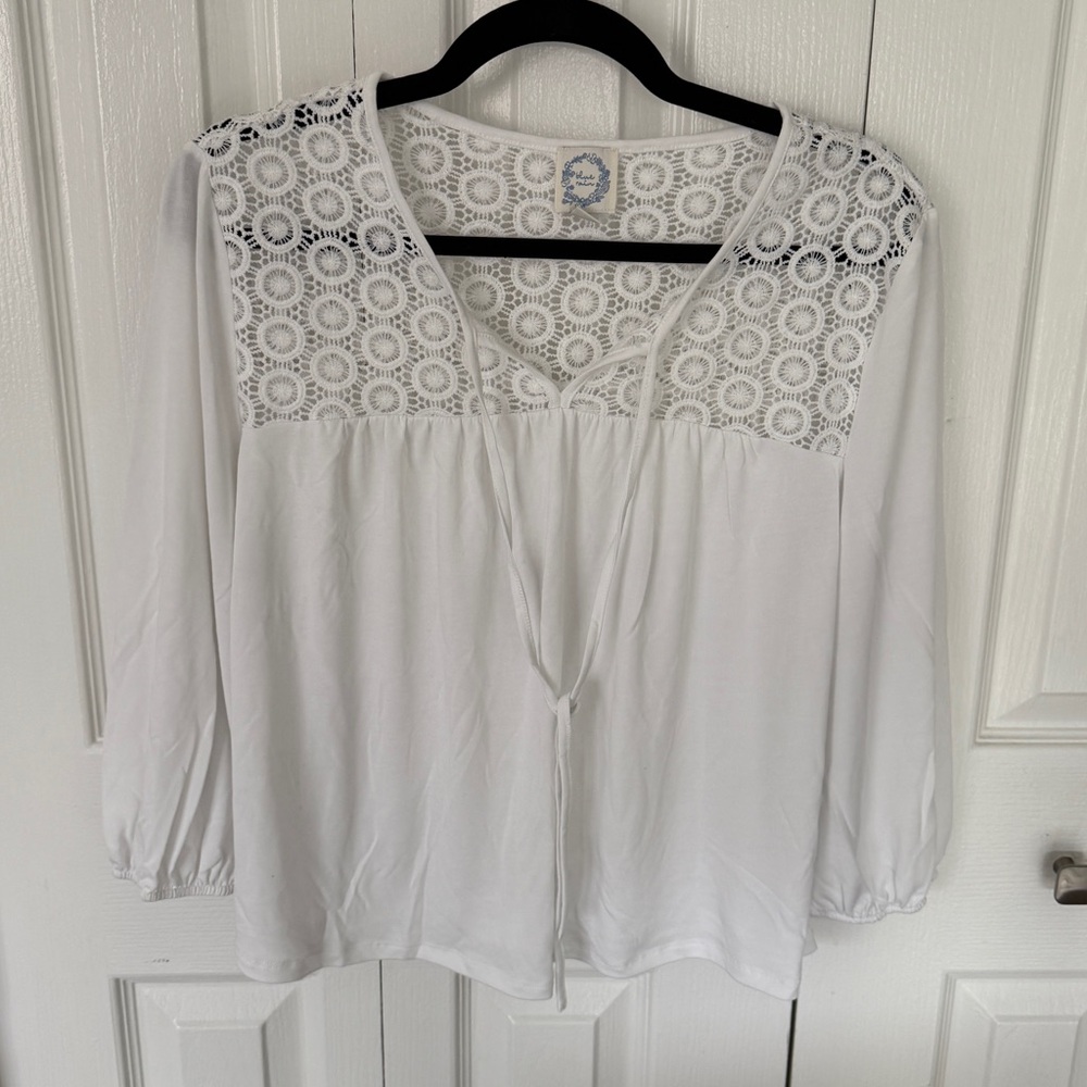 White Lace Detail Women's Top
